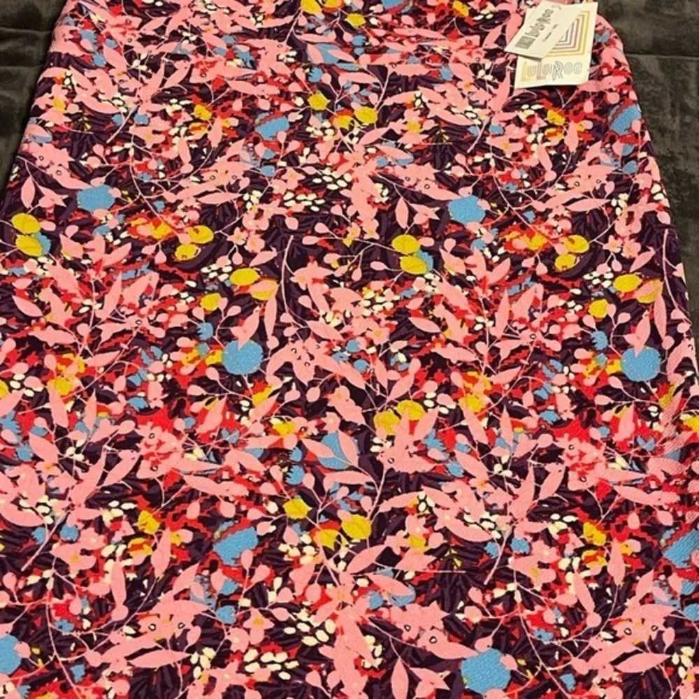 LuLaRoe Cassie Skirt with Pink and Purple Floral Design